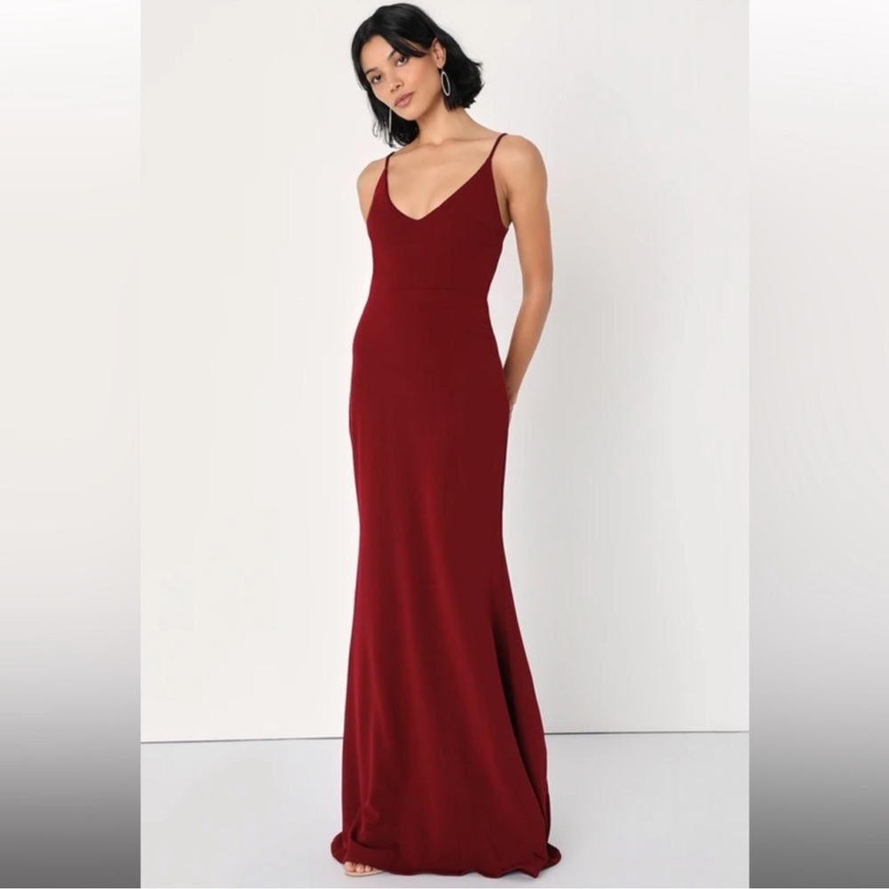 NWT Lulu's Infinite Glory Red Wine Maxi Dress